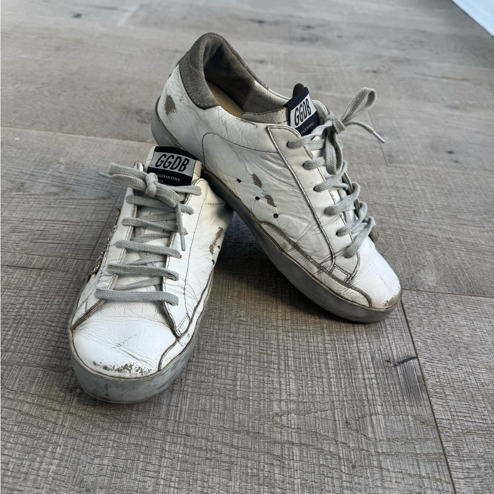 Golden Goose White and Gray Sneakers